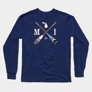 Paddle MI, Michigan Lake Life Painted Oars Long Sleeve T-Shirt